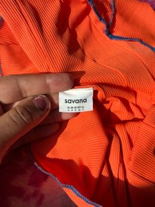 Orange Long Sleeve Mini Dress