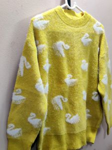 imported women&#39;s yellow crewneck sweater
