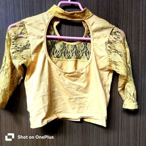 New Yellow Lace Detail Blouse