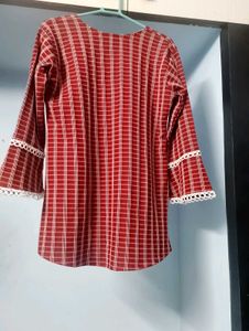 Red Plaid Tunic Top