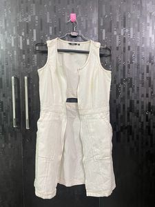 White Denim Zip-Up Dress