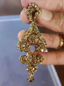 Sparkling Gold Stone Earrings