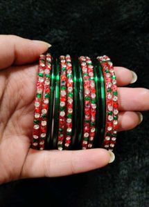 Festive Red &amp; Green Bangles