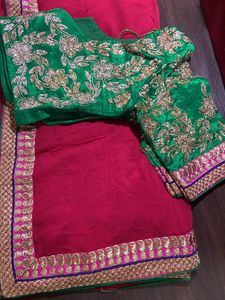 Lace Saree With Handwork Blouse