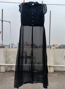 Black Frontslit Sheer Kurti || (L stitched to S)