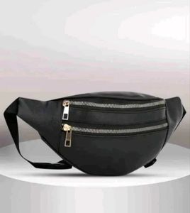 Black Faux Leather Belt Bag