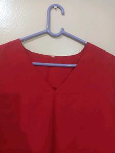 Red V-Neck Top