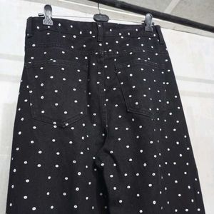 Polka Dot Wide Leg Jeans