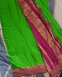 Green &amp; Pink Mysore crepe silk 140gsm