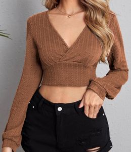 Simplicity Pullover Brown Crop Top
