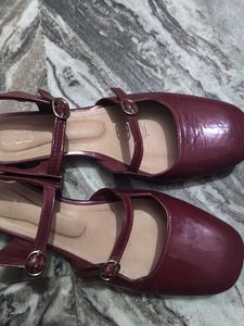 Burgundy COS Mary Jane Buckle Heels