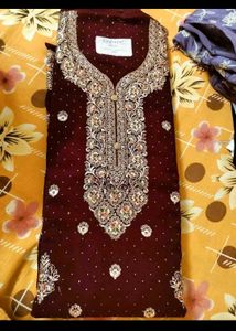 Elegant Maroon Embroidered Kurta Set