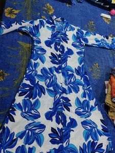 Blue Floral Print Midi Dress