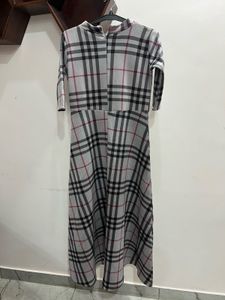 Grey Checked Gown Dress