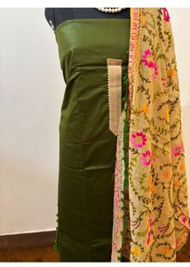 Olive Green Salwar Suit with Phulkari Dupatta