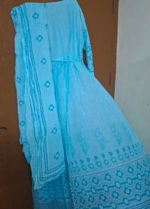 Sky Blue Embroidered Anarkali Dress
