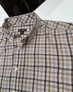 GEORGE Half sleeve Checkshirt , Khaki Colour