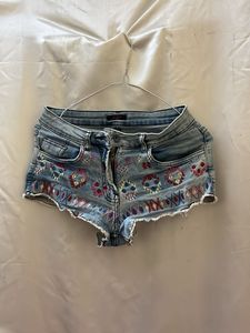 Embroidered Denim Shorts