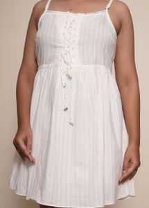 White Lace-Up Sundress