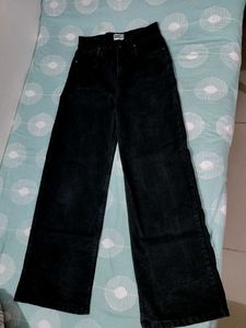 Wide Leg Black Denim Jeans