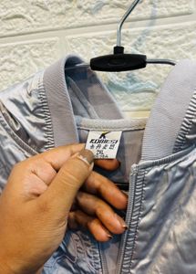 🇮🇹Italy Imported Silver Zip-Up Jacket