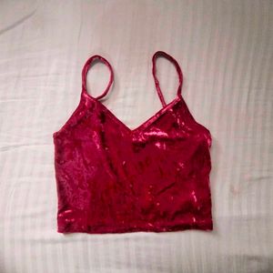 🍇Maroon Velvet Crop top