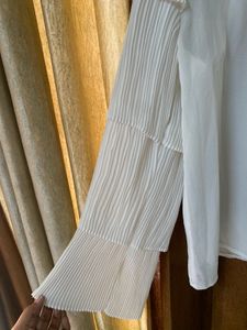White Ruffle Sleeve Blouse