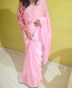 Pink Chiffon Saree