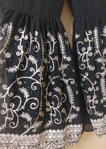 Elegant Black Embroidered Kurta And garara