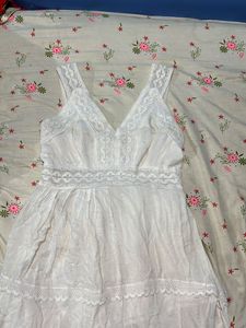 White Lace Trim Sundress