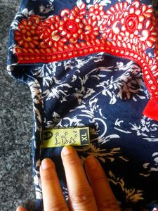 Blue &amp; White Printed Kurti