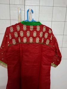 Elegant Red Embroidered Kurta