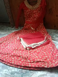 Red & Gold Embroidered Anarkali