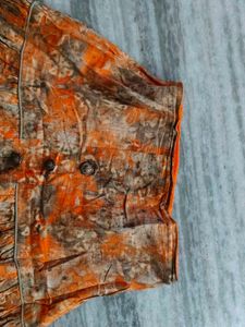 Orange Floral Print Skirt