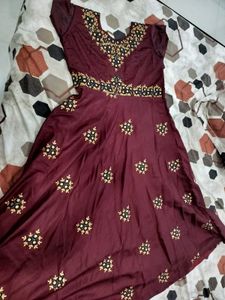 💥💥Embroidery Maroon Anarkali Kurti(XXL)