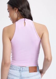 GLITCHEZ Lilac Crop Halter Top