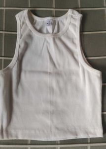 White Ribbed Tank Top