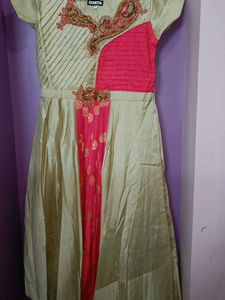 Elegant Beige &amp; Pink Dress
