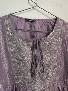 Embroidered Purple Kurta