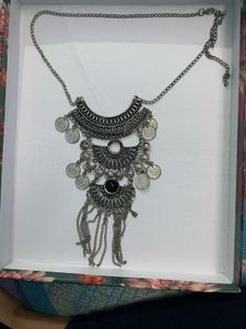 Boho Silver Necklace and Earing ( combo )