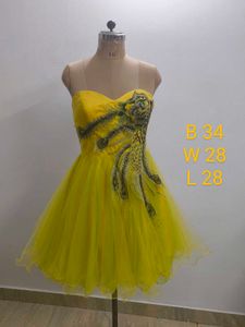 Yellow Strapless Tulle Party Dress