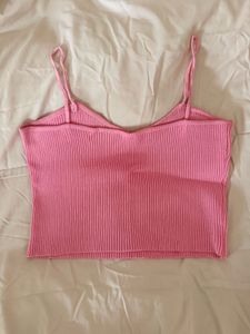 Pink Ribbed Crop Top