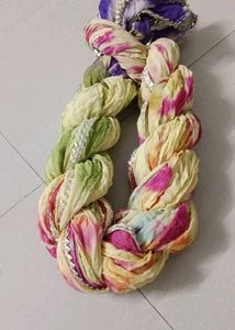 Tie-Dye Dupatta with Silver Lace