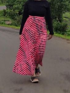 Red Striped Maxi Skirt