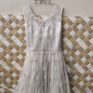 Elegant White Embroidered Gown