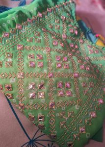 Green Embroidered Blouse Piece