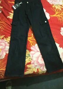 New With Tag Dark Black Wide Leg Jeans