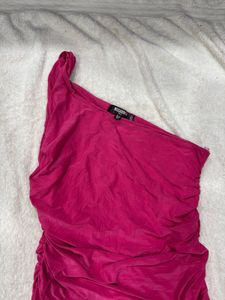 Pink One-Shoulder Ruched Dress