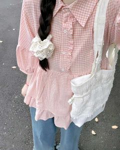 Pink Heart Print ruffled Korean Top