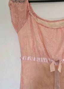Pintresty Peach Lace Midi Dress